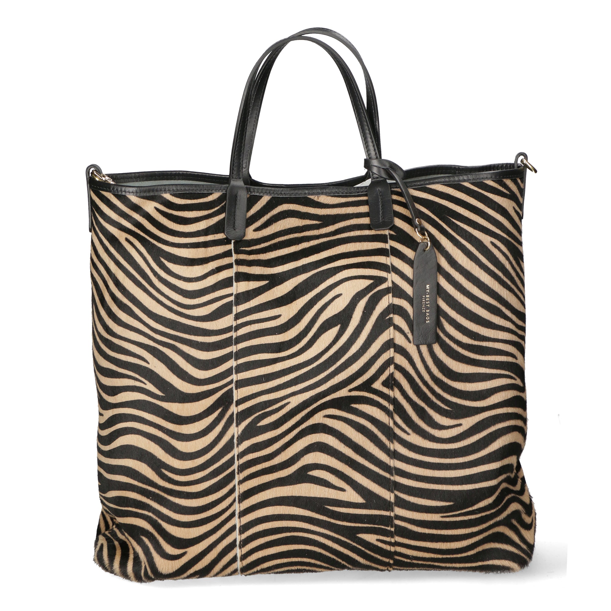 Borsa a mano da donna Vera pelle MYB-8053-FW-ZEBRA CUOIO NERO My Best Bag