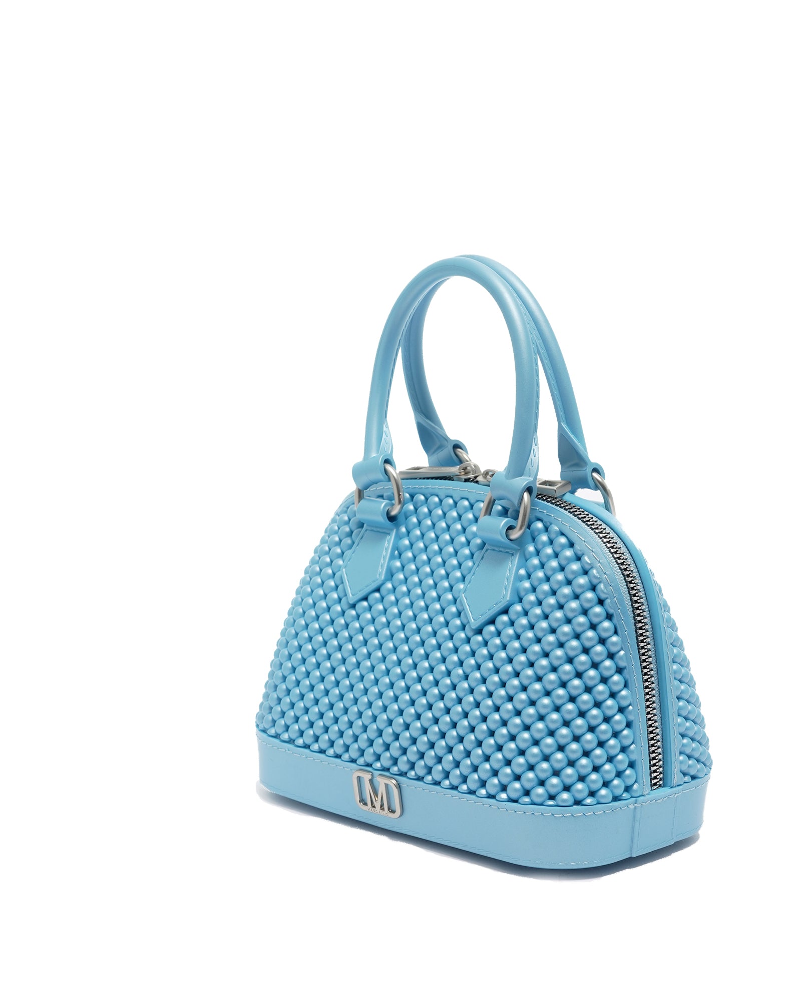 Borsa a mano da donna 100% Pvc FLAT XS BALL-NORSE BLUE + OFF SILVER Marc Ellis