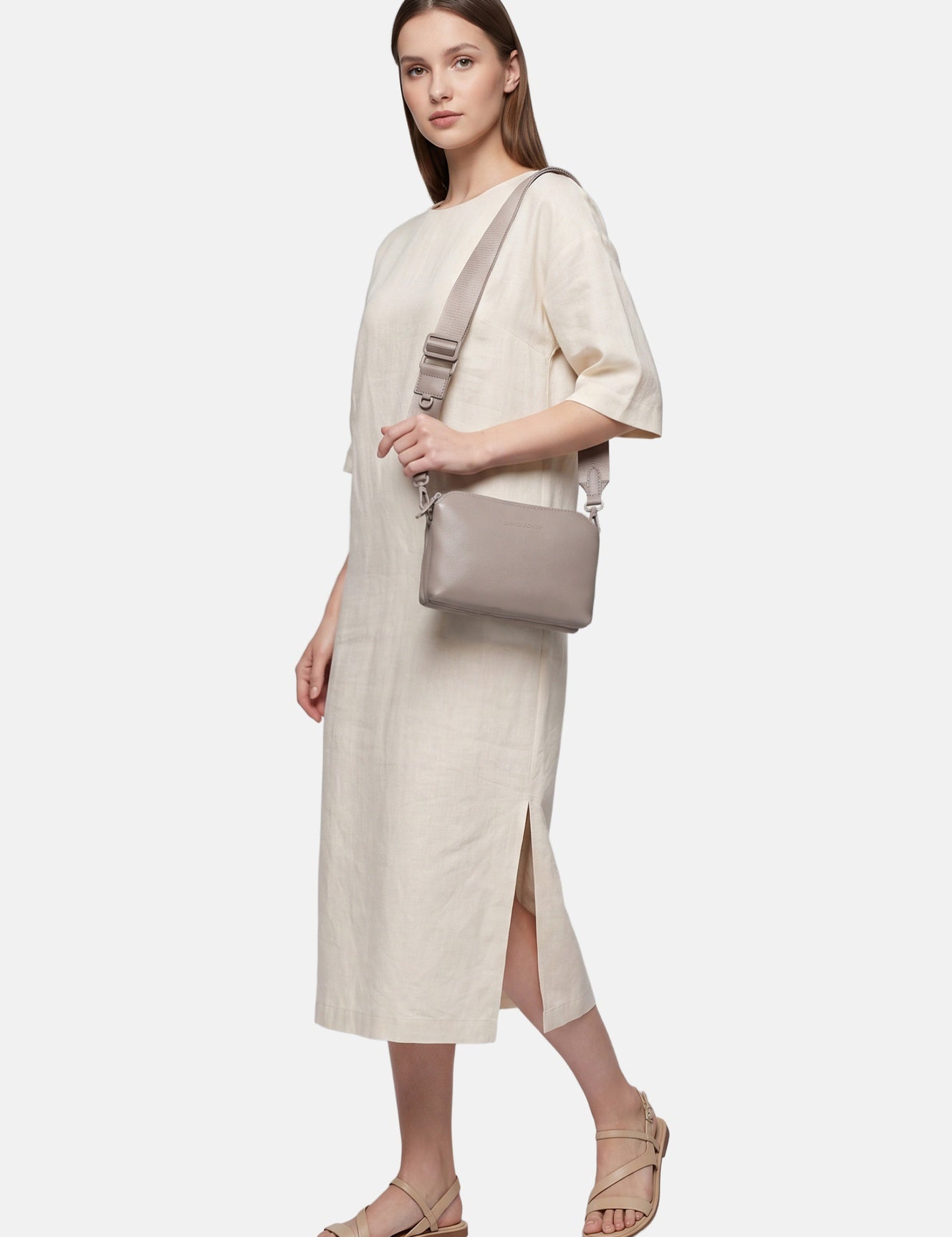 Borsa a Spalla in Polyurethane Beige Scuro