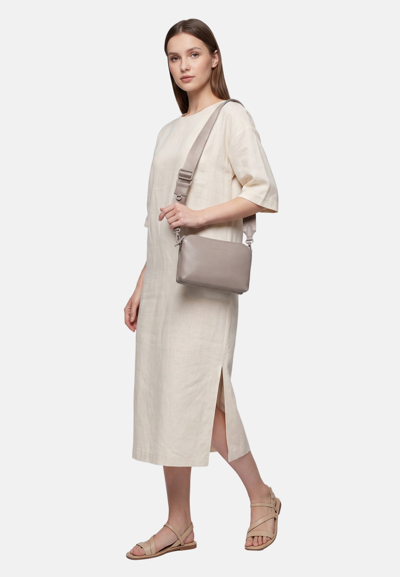Borsa a Spalla in Polyurethane Beige Scuro