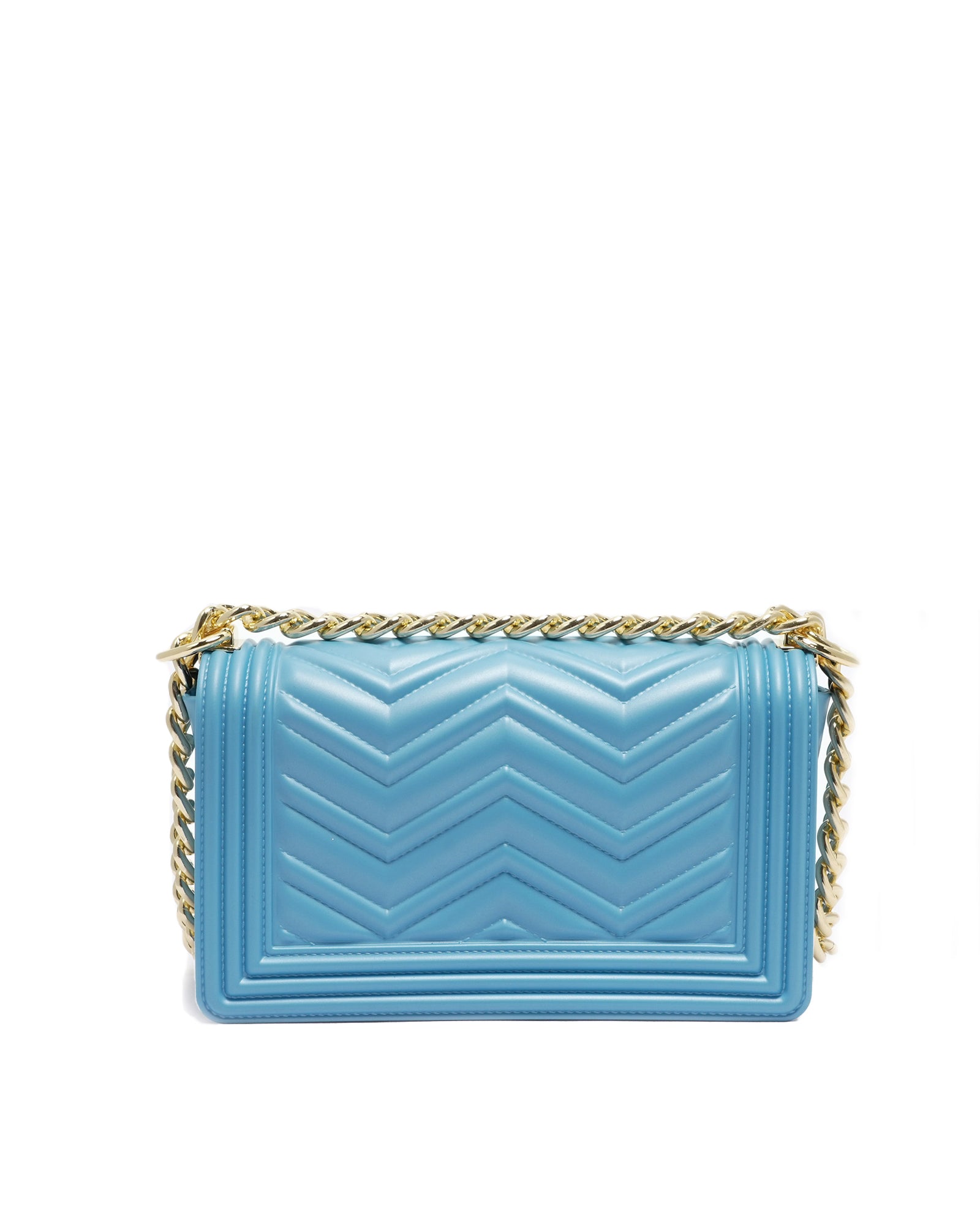 Borsa a mano da donna 100% PVC FLAT S MANHATTAN-NORSE BLUE + LIGHT GOLD Marc Ellis