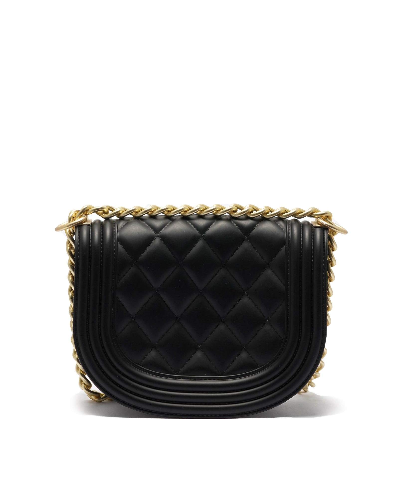 Borsa a mano da donna 100% PVC FLAT ZOE-BLACK + OFF GOLD Marc Ellis