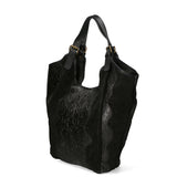 Denise Borsa a spalla da donna Pelle scamosciata stampata 80011-NERO BLACK Gave Lux