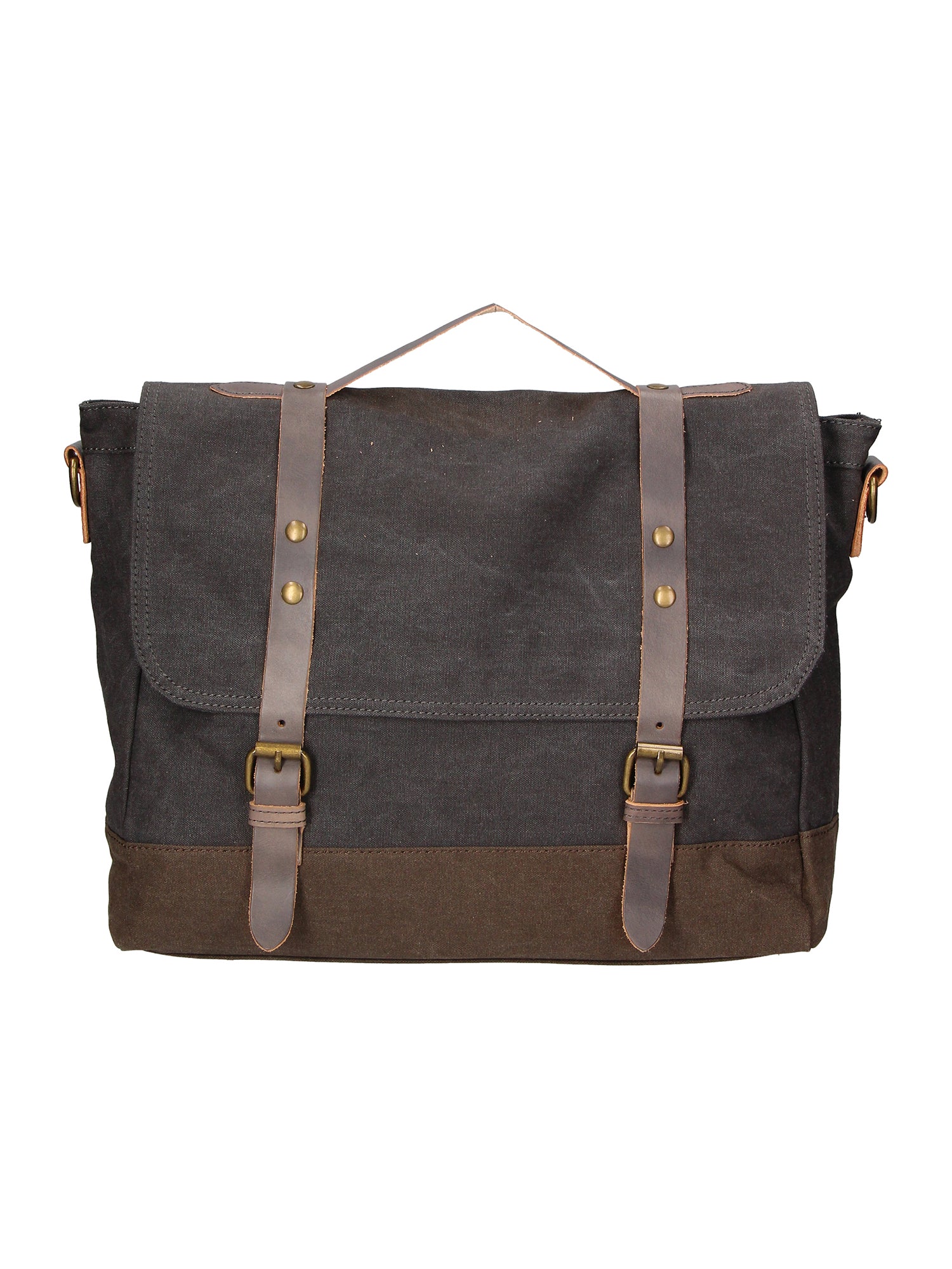 Minerva Borsa a mano unisex Canvas e pelle ZG3011-NERO BLACK Gave Lux