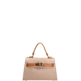 Borsa a mano da donna 100% vera pelle 07221-D05 TAUPE+D44 CUOIO Roberta Rossi