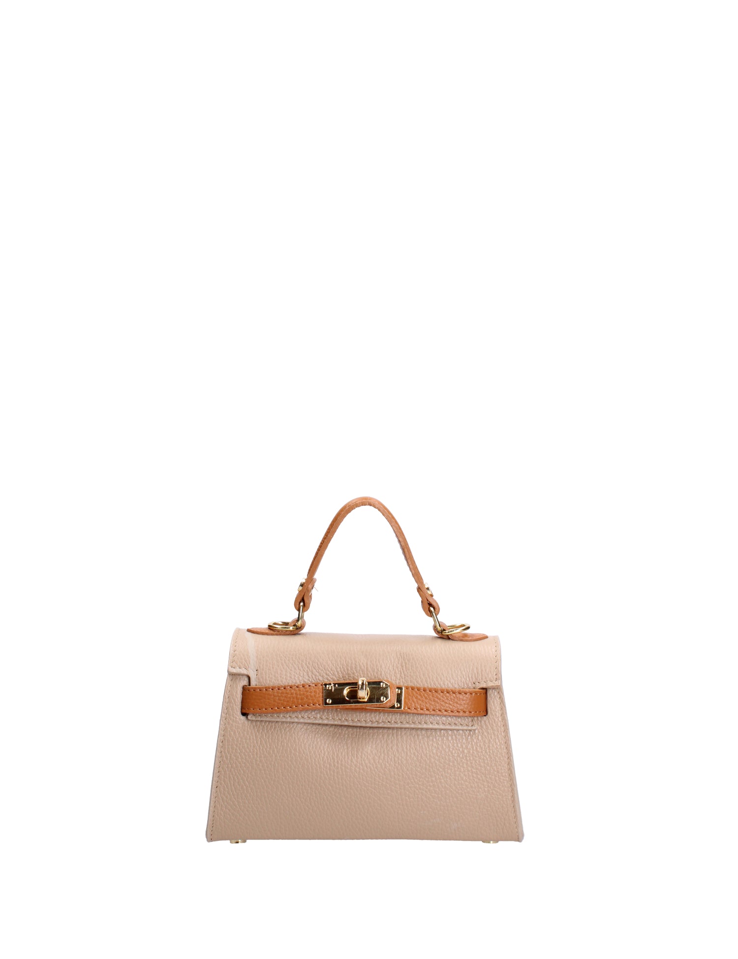 Borsa a mano da donna 100% vera pelle 07221-D05 TAUPE+D44 CUOIO Roberta Rossi