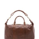 Borsa da viaggio unisex in vera pelle 100% cotone 4046-TESTA DI MORO Alessia Firenze