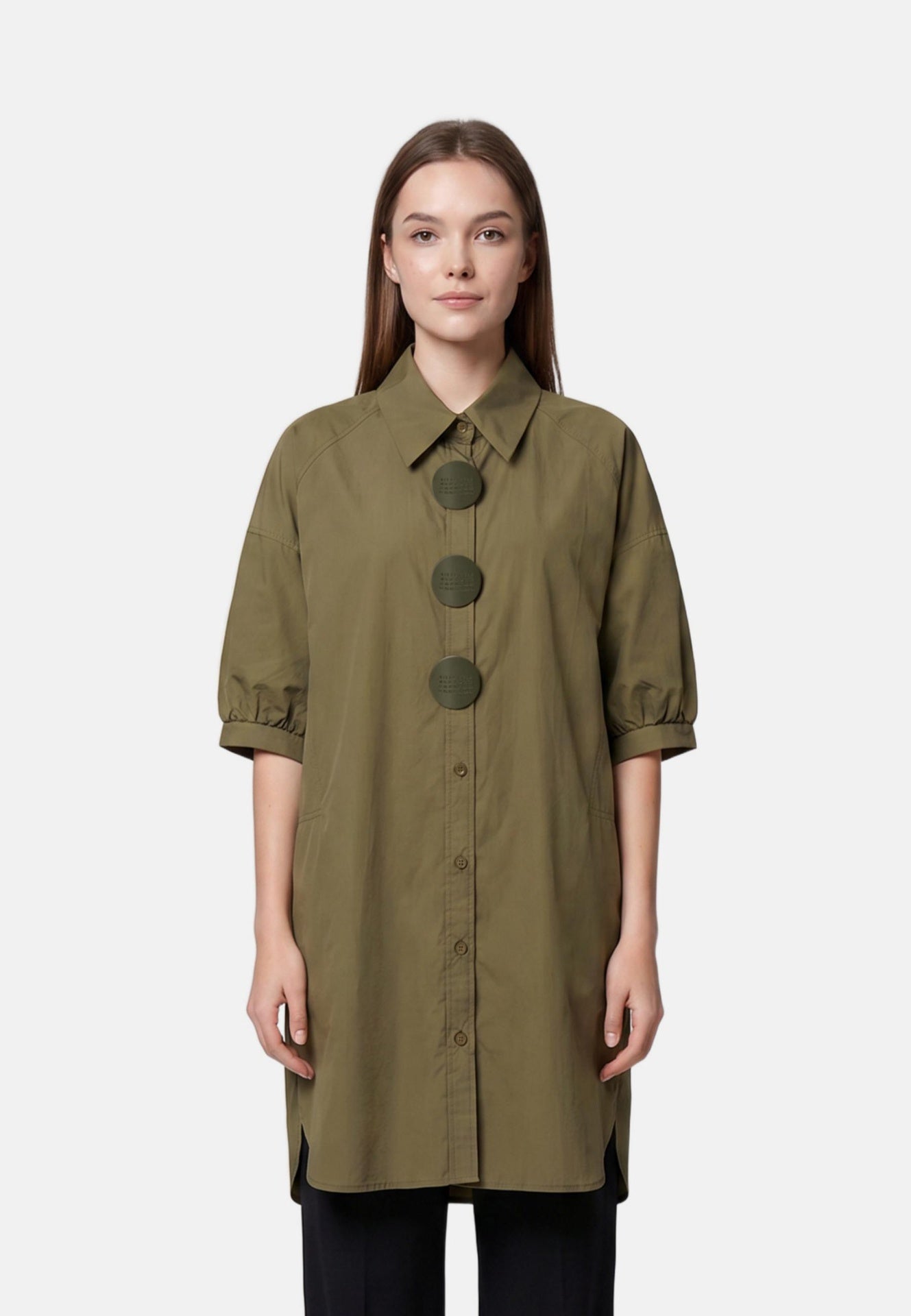 Vestito in Cotone Verde Militare