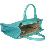 Borsa a mano da donna Misto pelle e tessuto Made in Italy 31x41,5x15,5 cm