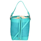 Women's bucket bag, mixed leather and fabric, Made in Italy, 24x18x15 cm