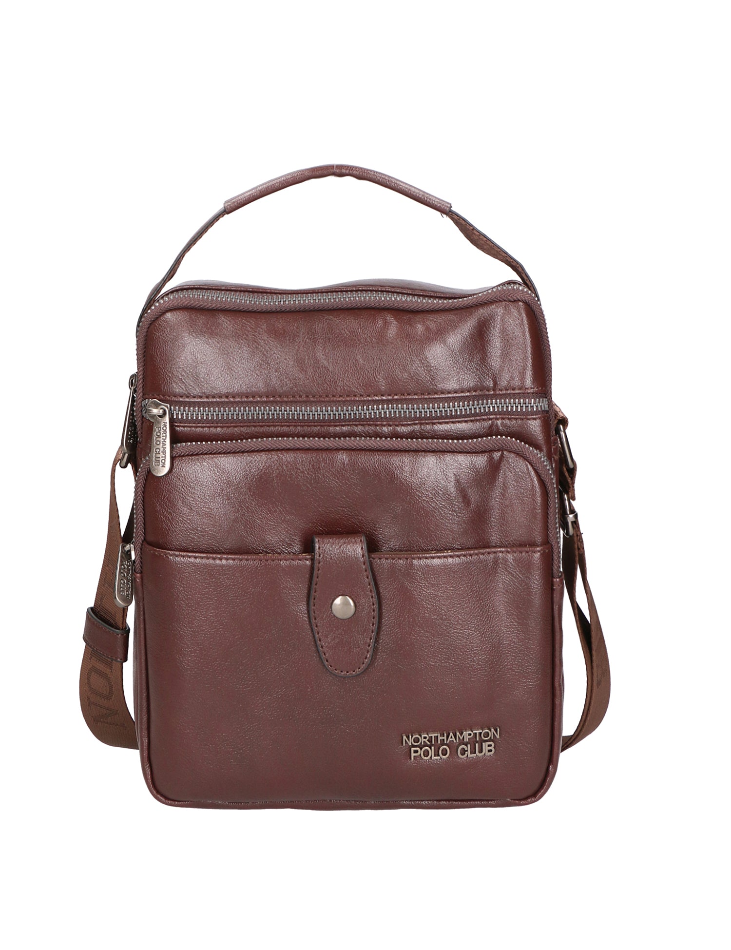 Borsa a tracolla uomo vegana 100% PU Leather PCL3101-COFFEE Northampton Polo Club