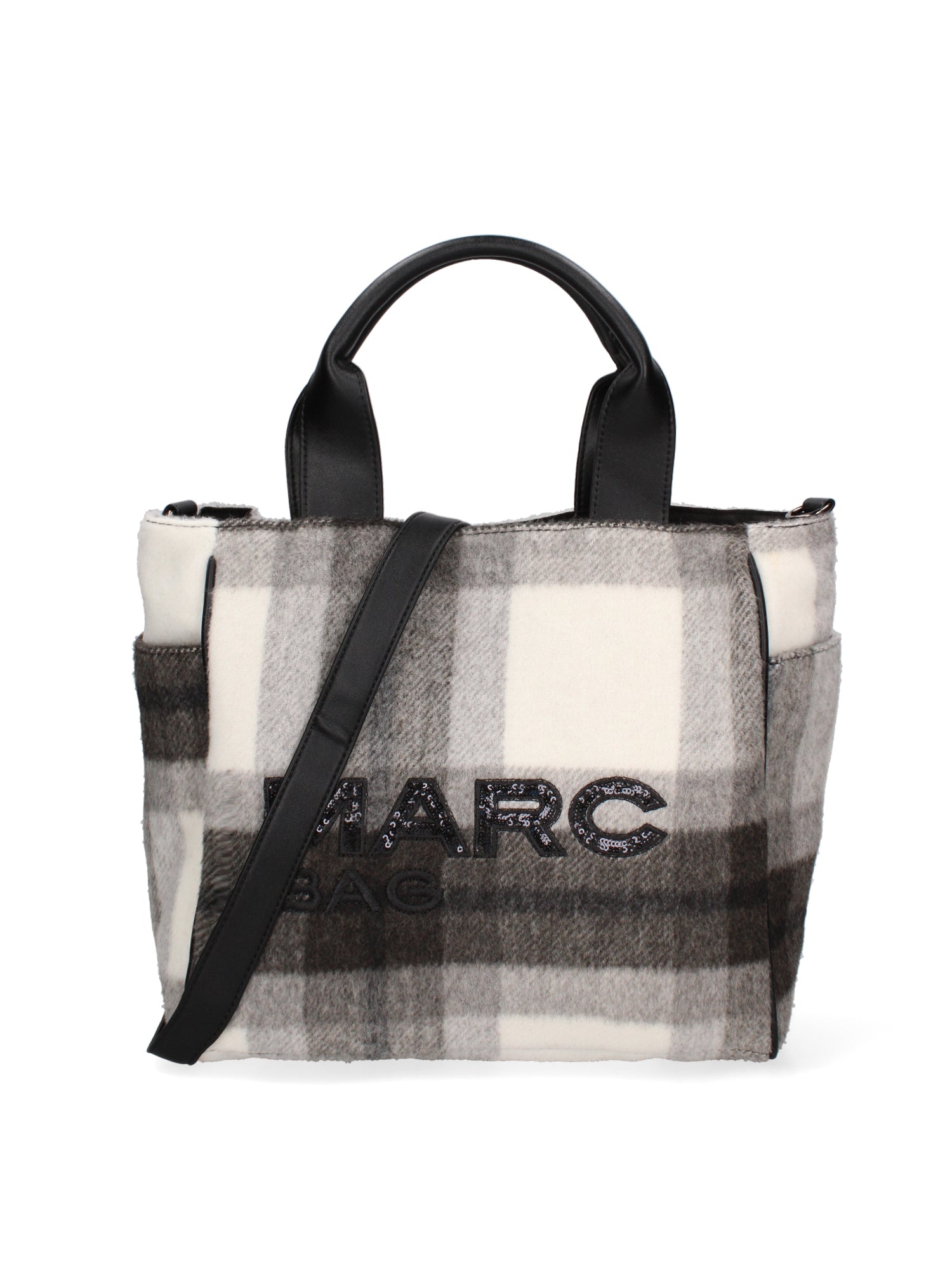 Borsa a mano da donna Lana e Tessuto MARC-BAG-TARTAN-GLACIER GRAY Marc Ellis