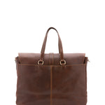 Borsa da viaggio unisex in vera pelle 100% cotone 4066-TESTA DI MORO Alessia Firenze