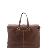 Borsa da viaggio unisex in vera pelle 100% cotone 4066-TESTA DI MORO Alessia Firenze