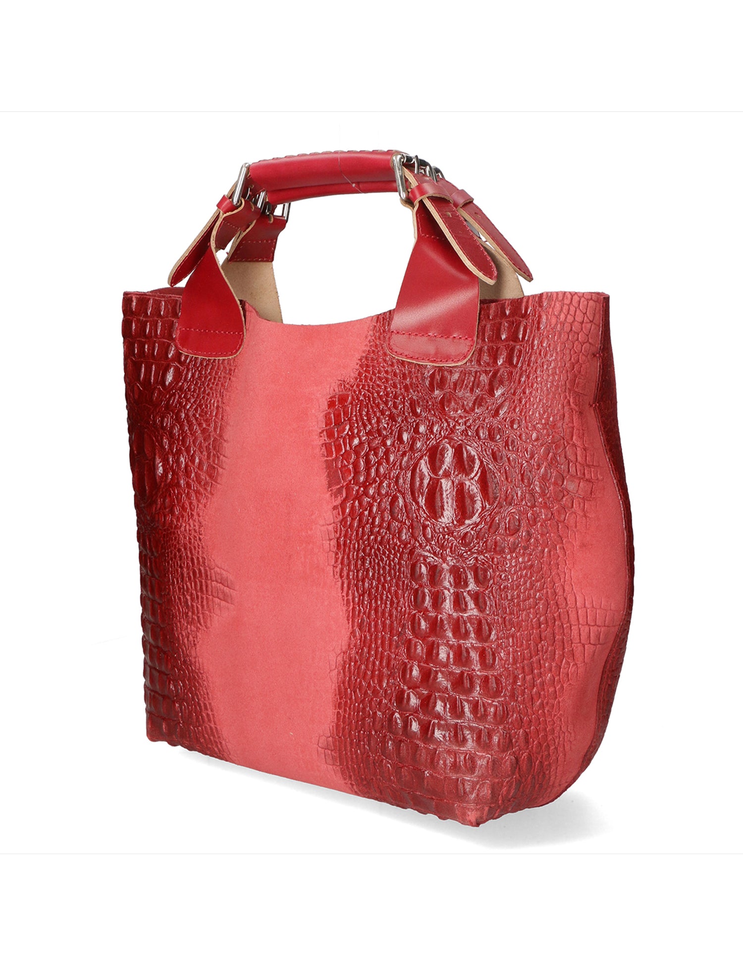 Eufemia Borsa a spalla da donna Pelle Croco Stampata 9007 1-ROSSO Gave Lux