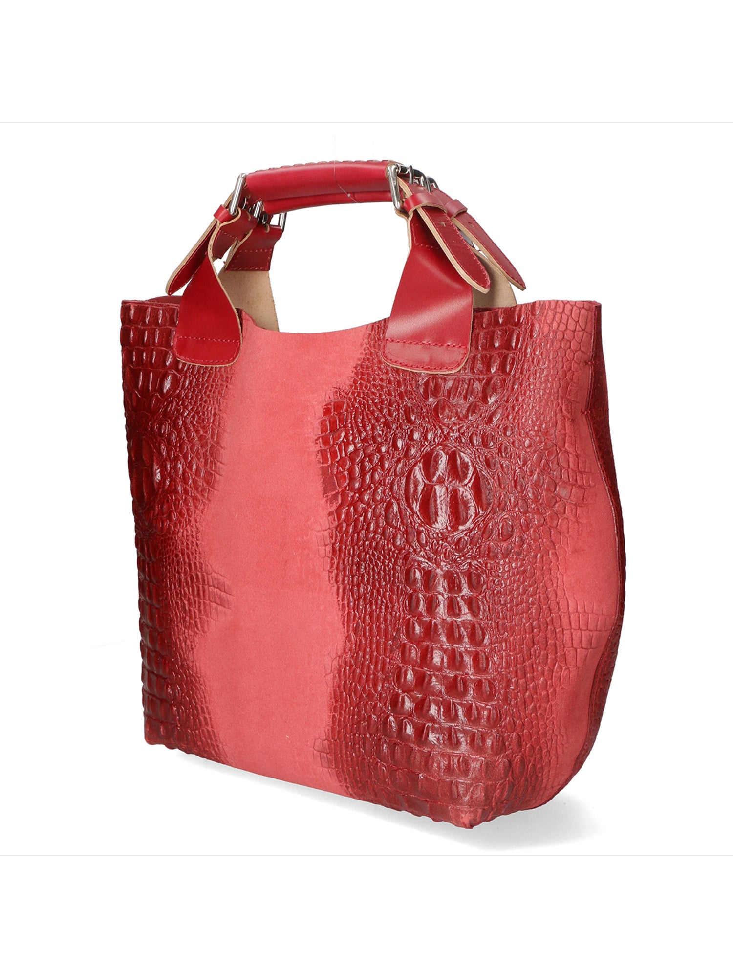 Eufemia Borsa a spalla da donna Pelle Croco Stampata 9007 1-ROSSO Gave Lux