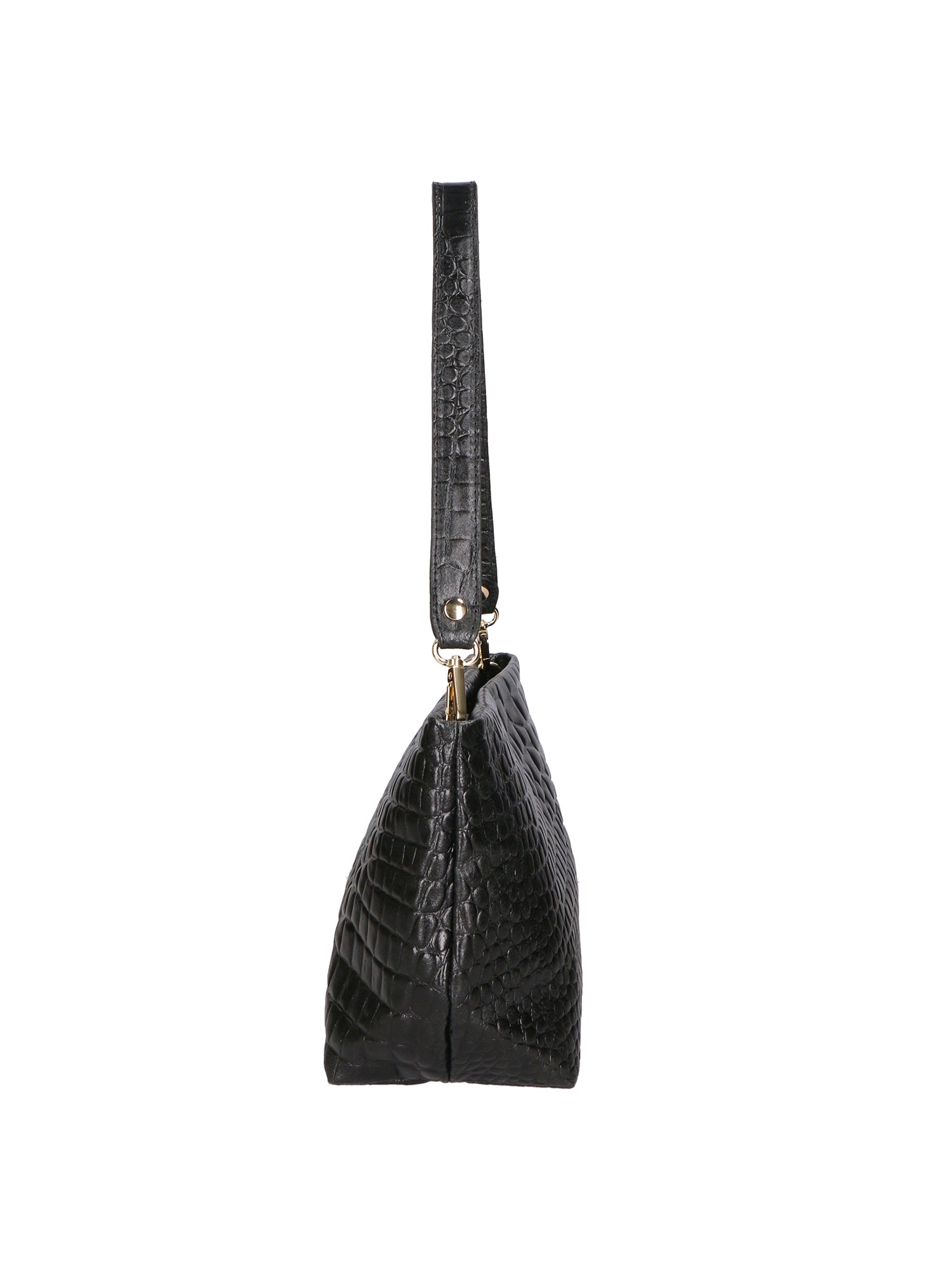 Lorelei Borsa a spalla da donna Vera pelle croco 06498-019 NERO Gave Lux