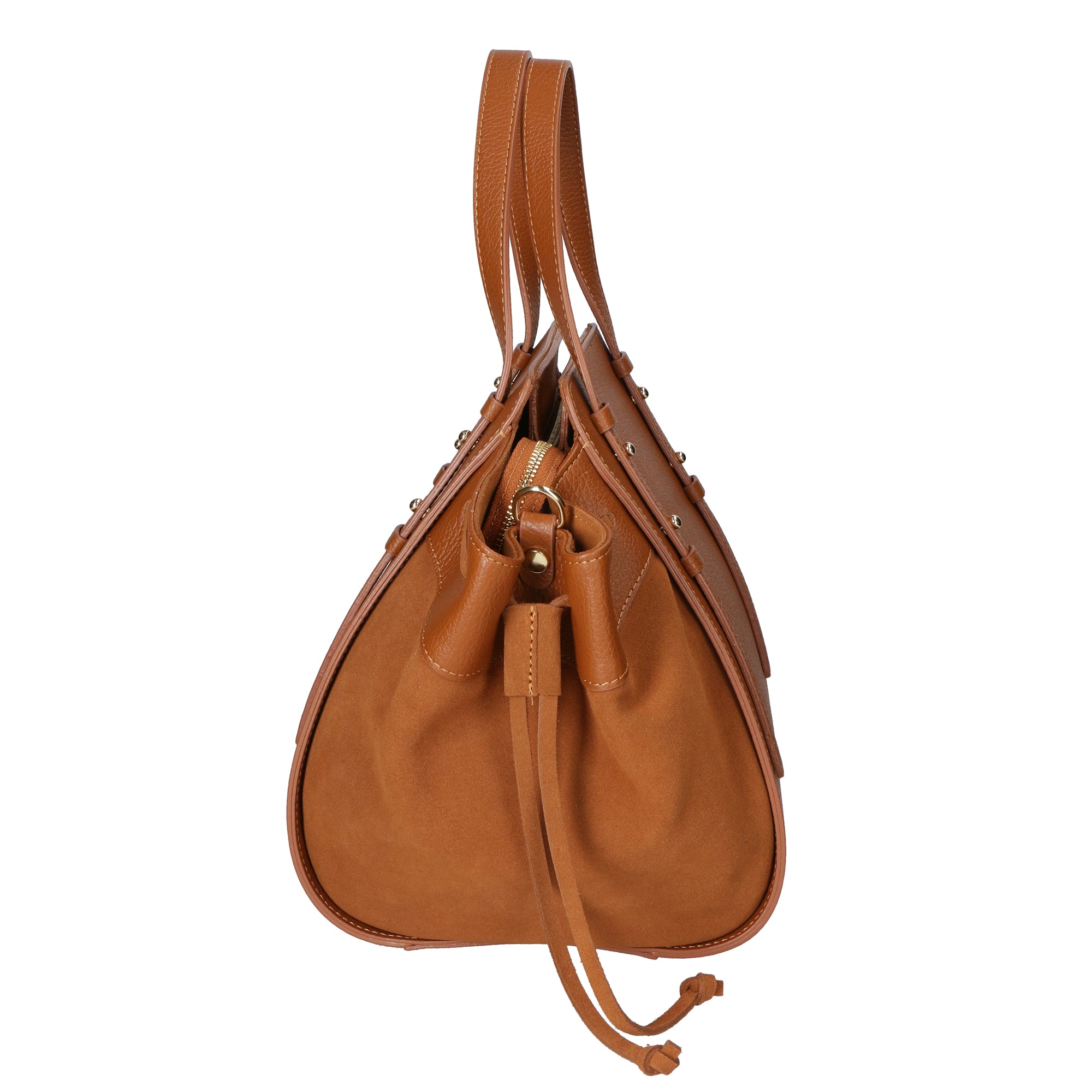 Borsa a mano da donna Vera pelle e suede MYB-8032-FW-TABACCO My Best Bag