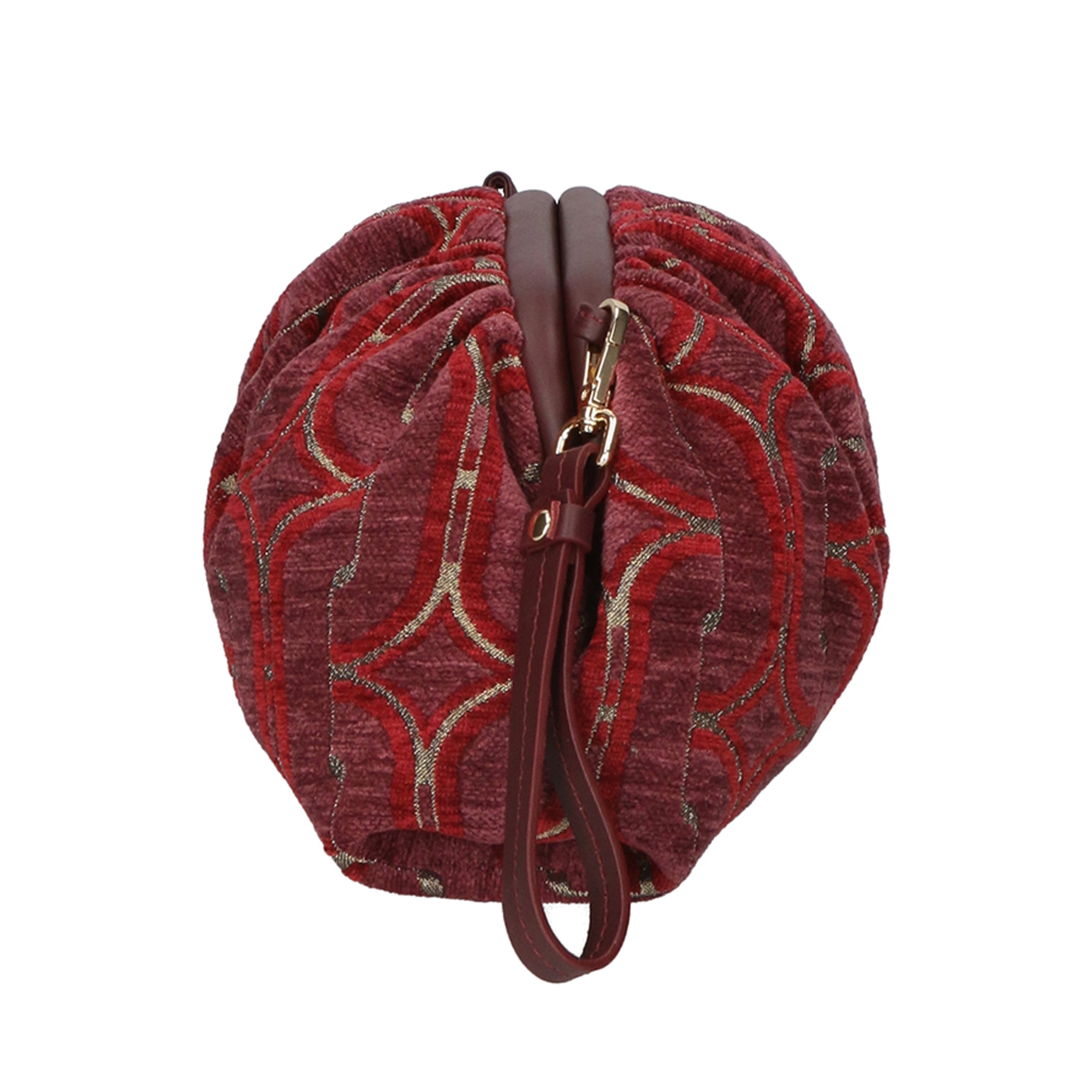 Borsa a tracolla da donna Velluto e pelle MYB-8018-FW-6 BORDO My Best Bag