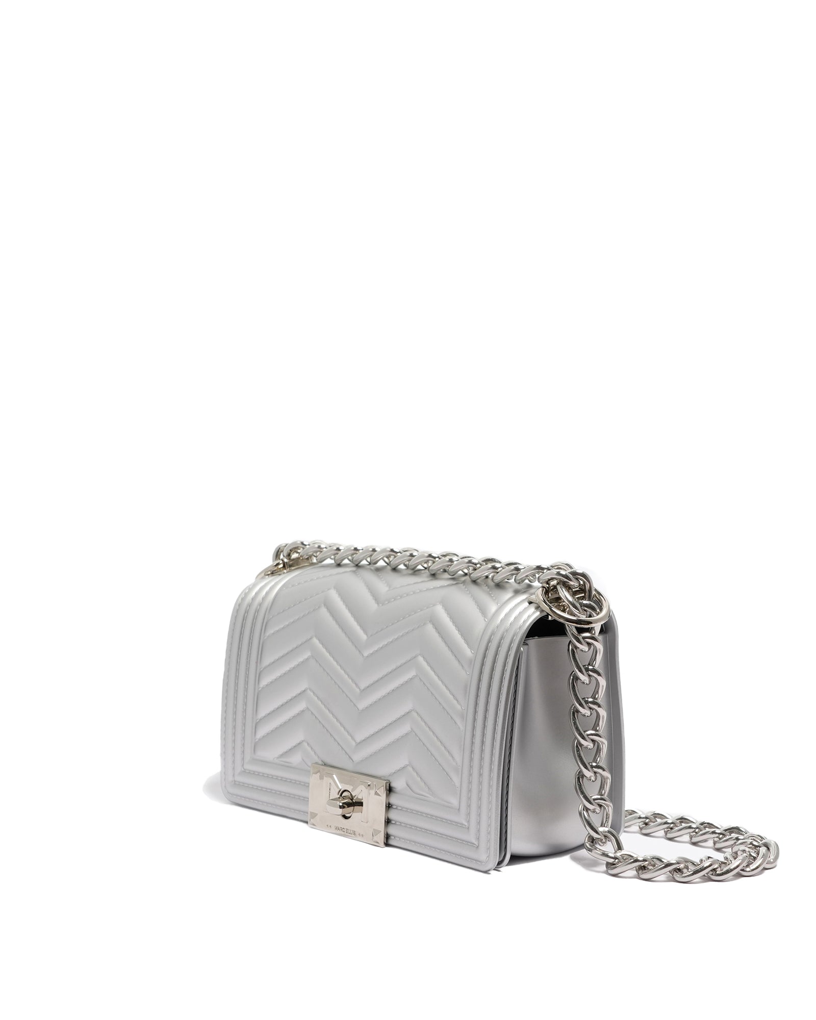 Borsa a mano da donna 100% Pvc FLAT XS MANHATTAN-SILVER Marc Ellis