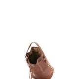 Unisex-Beuteltasche aus echtem Leder, hergestellt in Italien, 24 x 30 x 16 cm