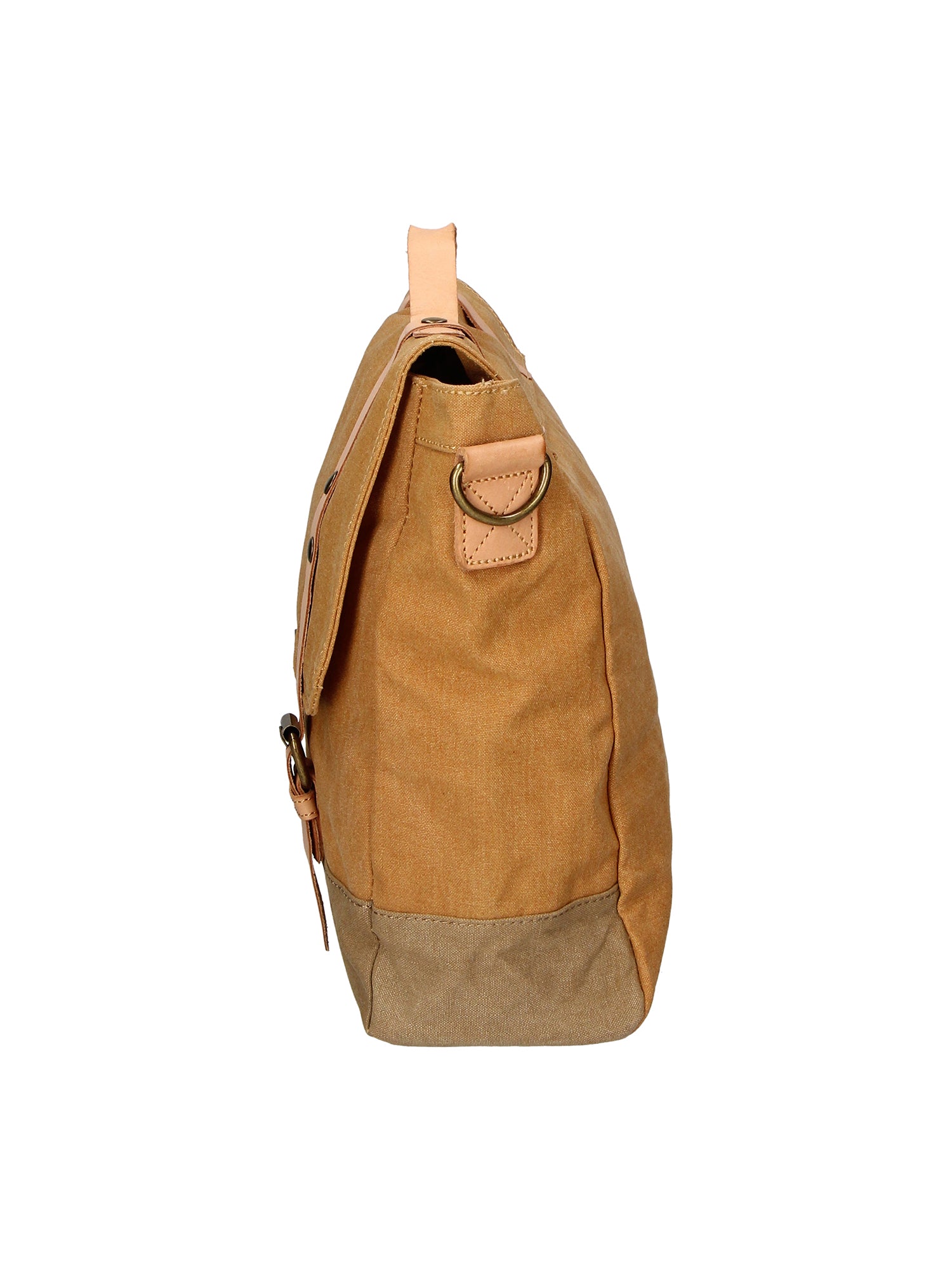 Minerva Borsa a mano unisex Canvas e pelle ZG3011-CUOIO COGNAC Gave Lux