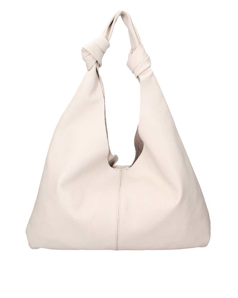 Borsa a spalla da donna 100% vera pelle 07156-D37 LATTE