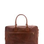 Borsa da viaggio unisex vera pelle 100% cotone 4562-MARRONE Alessia Firenze