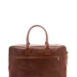 Borsa da viaggio unisex vera pelle 100% cotone 4562-MARRONE Alessia Firenze
