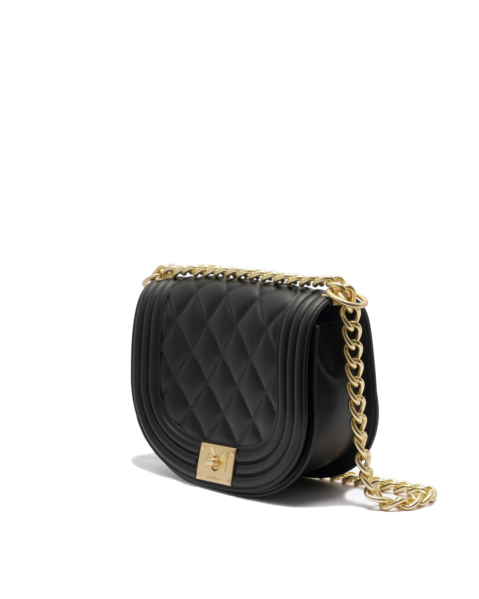 Borsa a mano da donna 100% PVC FLAT ZOE-BLACK + OFF GOLD Marc Ellis