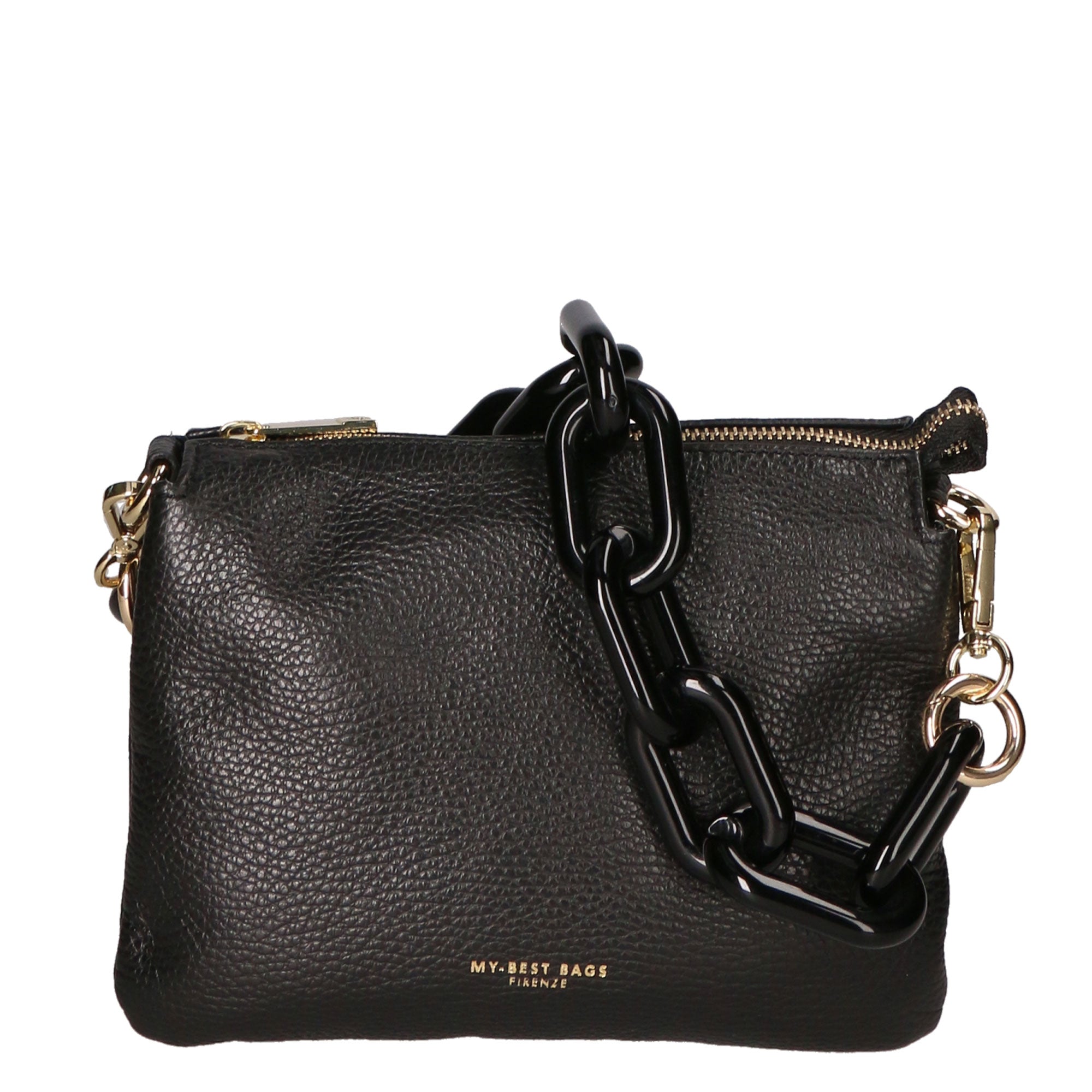 Borsa a tracolla da donna Vera pelle MYB-7024-SS-D28 NERO BLACK My Best Bag