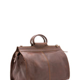 Borsa da viaggio unisex in vera pelle 100% cotone 4563-TESTA DI MORO Alessia Firenze
