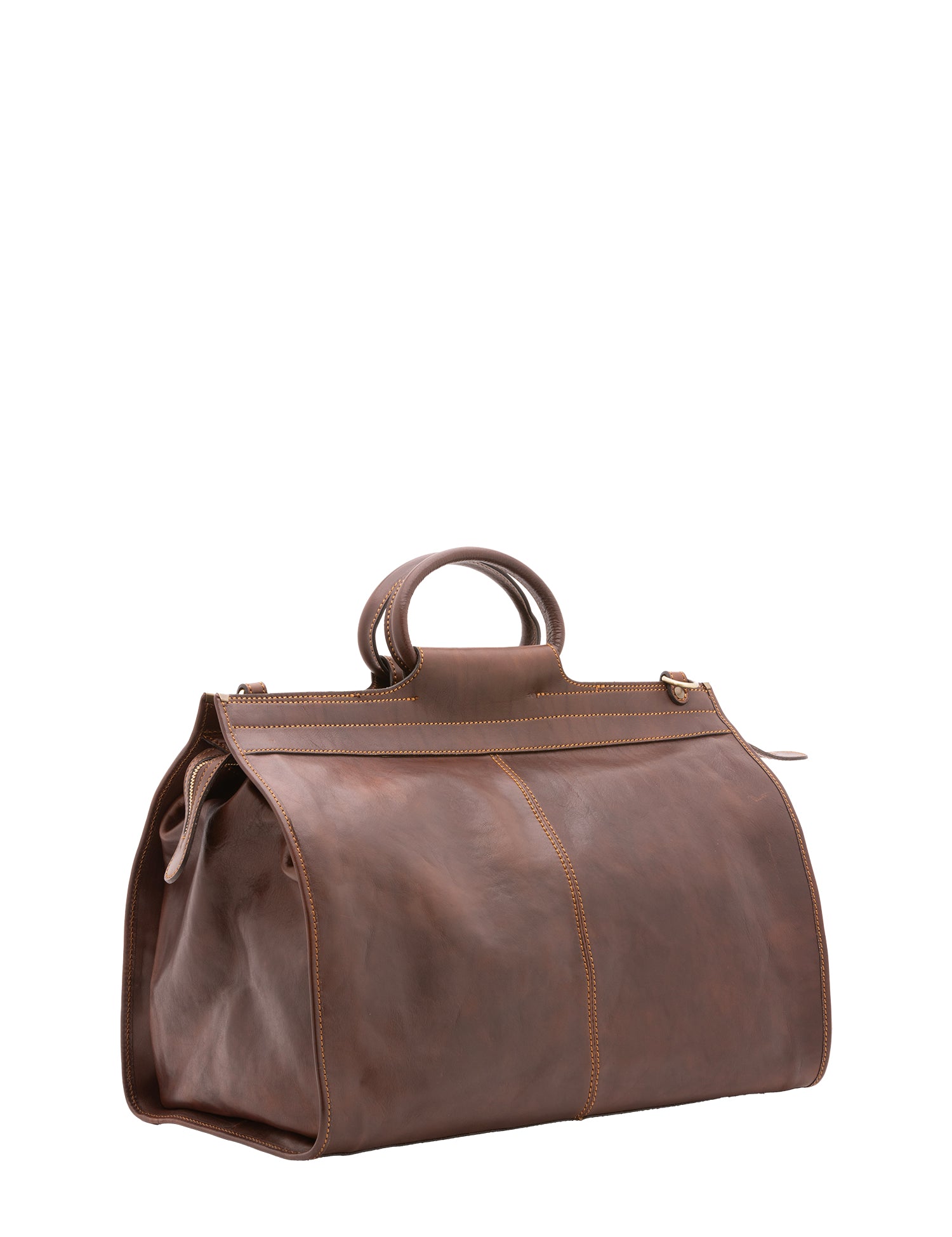 Borsa da viaggio unisex in vera pelle 100% cotone 4563-TESTA DI MORO Alessia Firenze