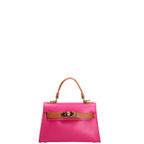 Borsa a mano da donna 100% vera pelle 07221-D02 FUXIA+D44 CUOIO Roberta Rossi