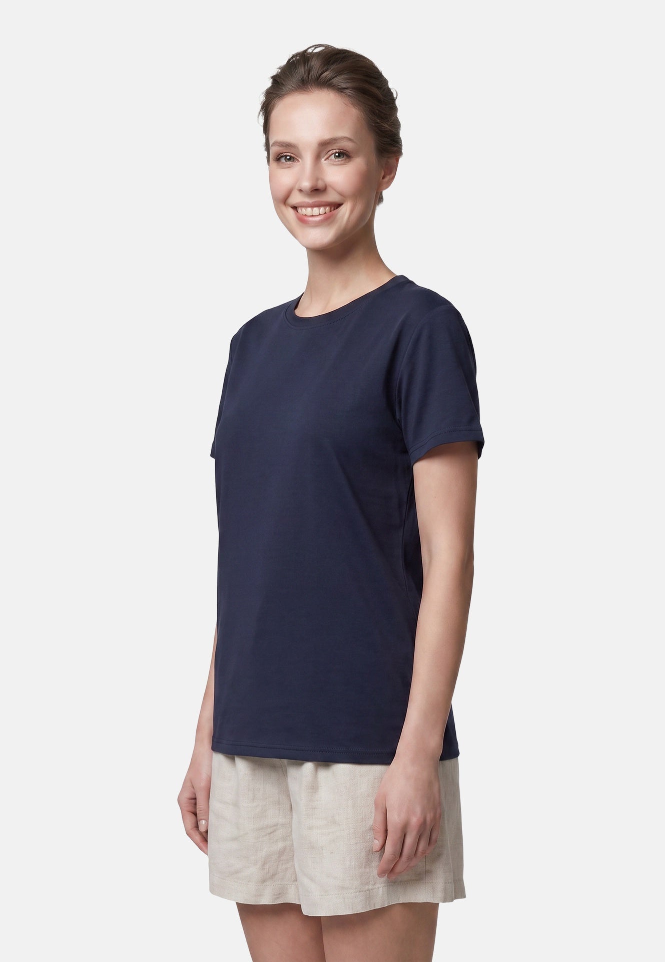 T-shirt in 84% Cotone 16% Elastan Blu Scuro