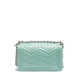 Borsa a mano da donna 100% Pvc FLAT XS MANHATTAN-VERDE ACQUA + SILVER Marc Ellis