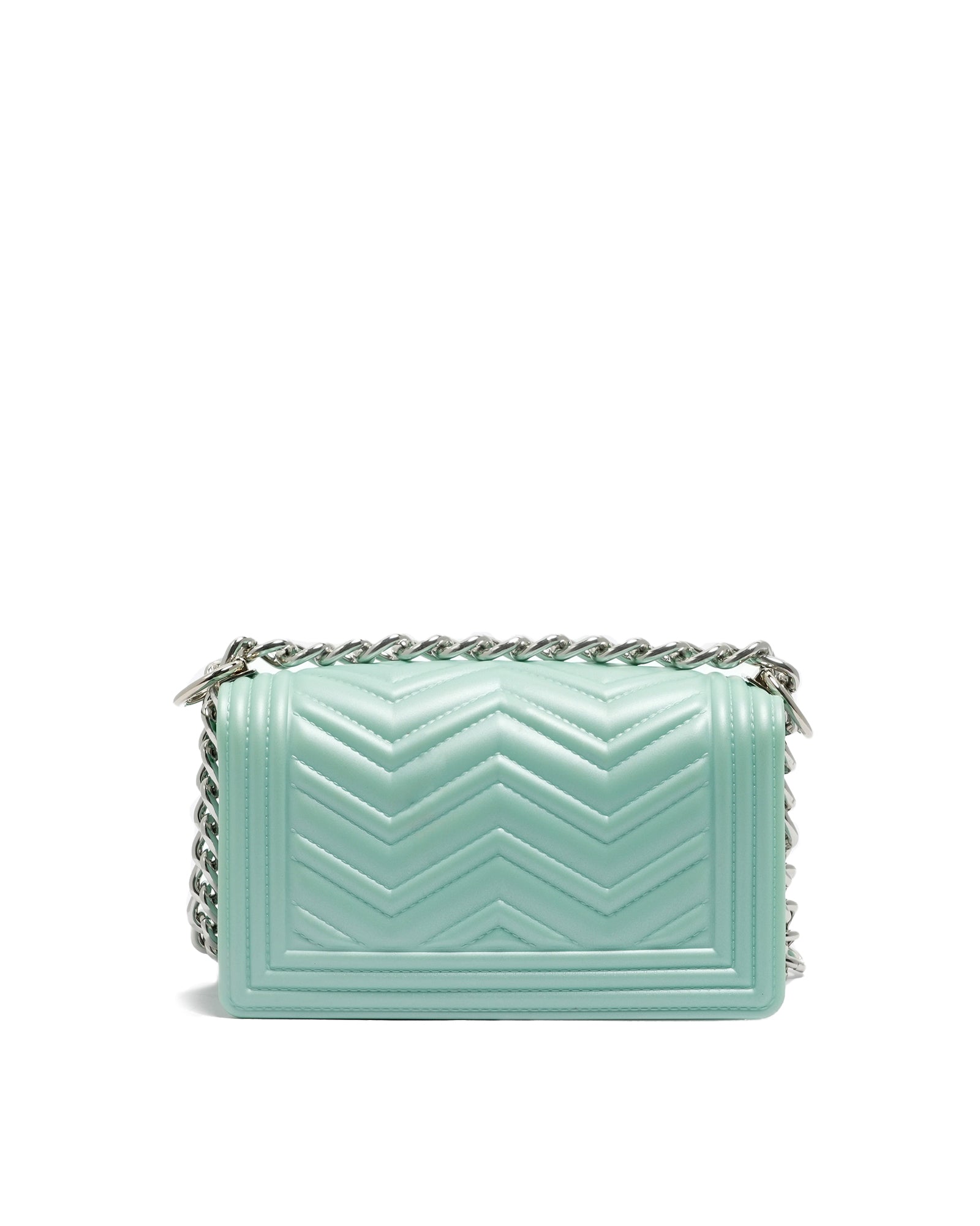 Borsa a mano da donna 100% Pvc FLAT XS MANHATTAN-VERDE ACQUA + SILVER Marc Ellis