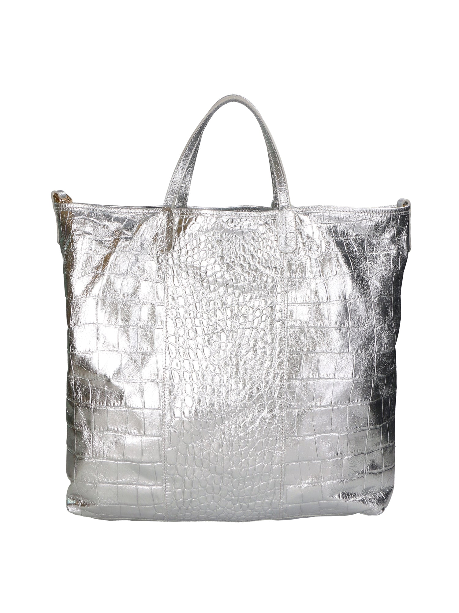 Borsa a mano da donna Vera pelle stampata coccodrillo MYB-7043-SS-ARGENTO My Best Bag