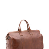 Borsa da viaggio unisex in vera pelle 100% cotone 4091-MARRONE Alessia Firenze