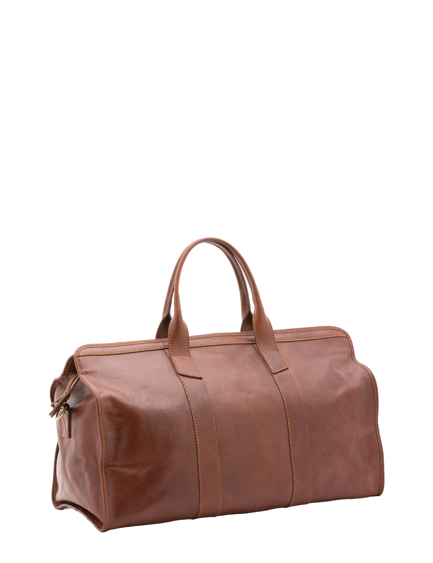 Borsa da viaggio unisex in vera pelle 100% cotone 4091-MARRONE Alessia Firenze