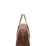 Borsa da viaggio unisex in vera pelle 100% cotone 4589-TESTA DI MORO Alessia Firenze