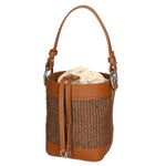 Borsa a secchiello da donna Misto pelle e tessuto MYB-05166-SS-25+S17 CUOIO SCURO My Best Bag