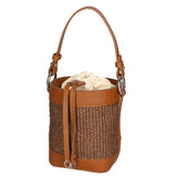 Borsa a secchiello da donna Misto pelle e tessuto MYB-05166-SS-25+S17 CUOIO SCURO My Best Bag