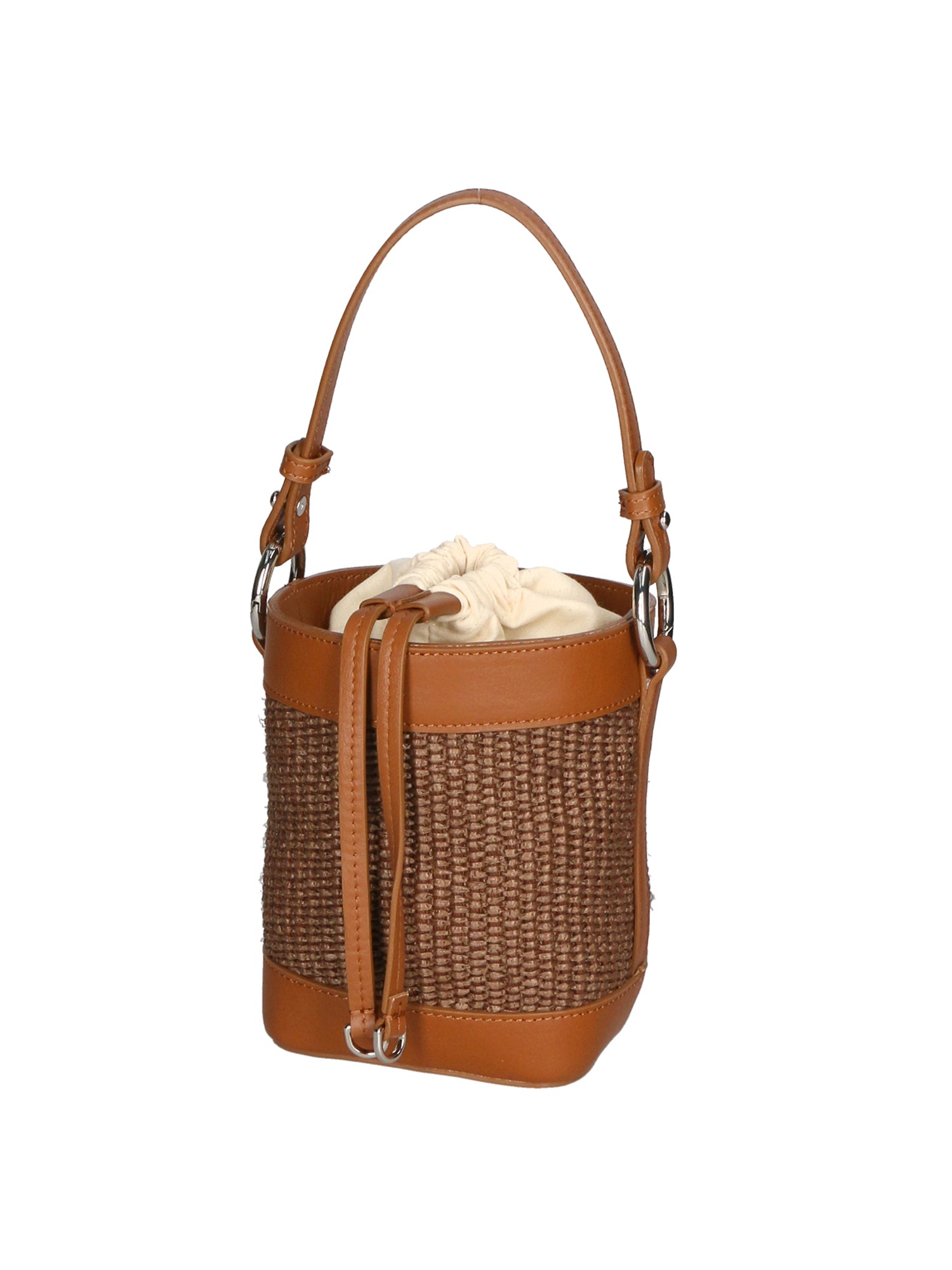 Borsa a secchiello da donna Misto pelle e tessuto MYB-05166-SS-25+S17 CUOIO SCURO My Best Bag