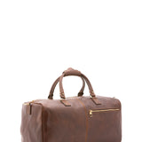Borsa da viaggio unisex in vera pelle 100% cotone 4311-TESTA DI MORO Alessia Firenze