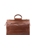 Borsa da viaggio unisex in vera pelle 100% cotone 4563-MARRONE Alessia Firenze