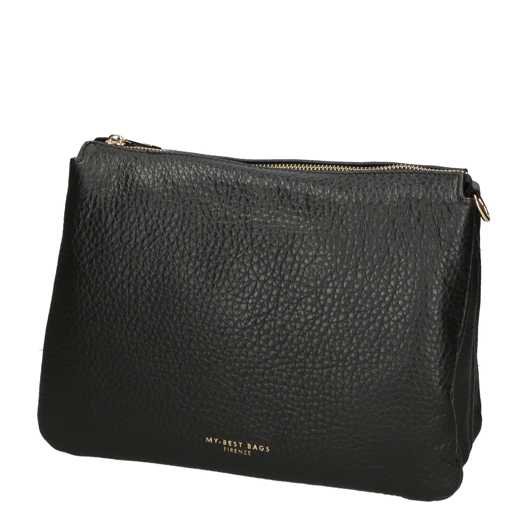 Borsa a tracolla da donna 100% pelle MYB-6049-FW-D28 NERO BLACK My Best Bag