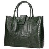 Letizia Borsa a mano da donna Pelle stampata croco 06542-VERDE SCURO Gave Lux