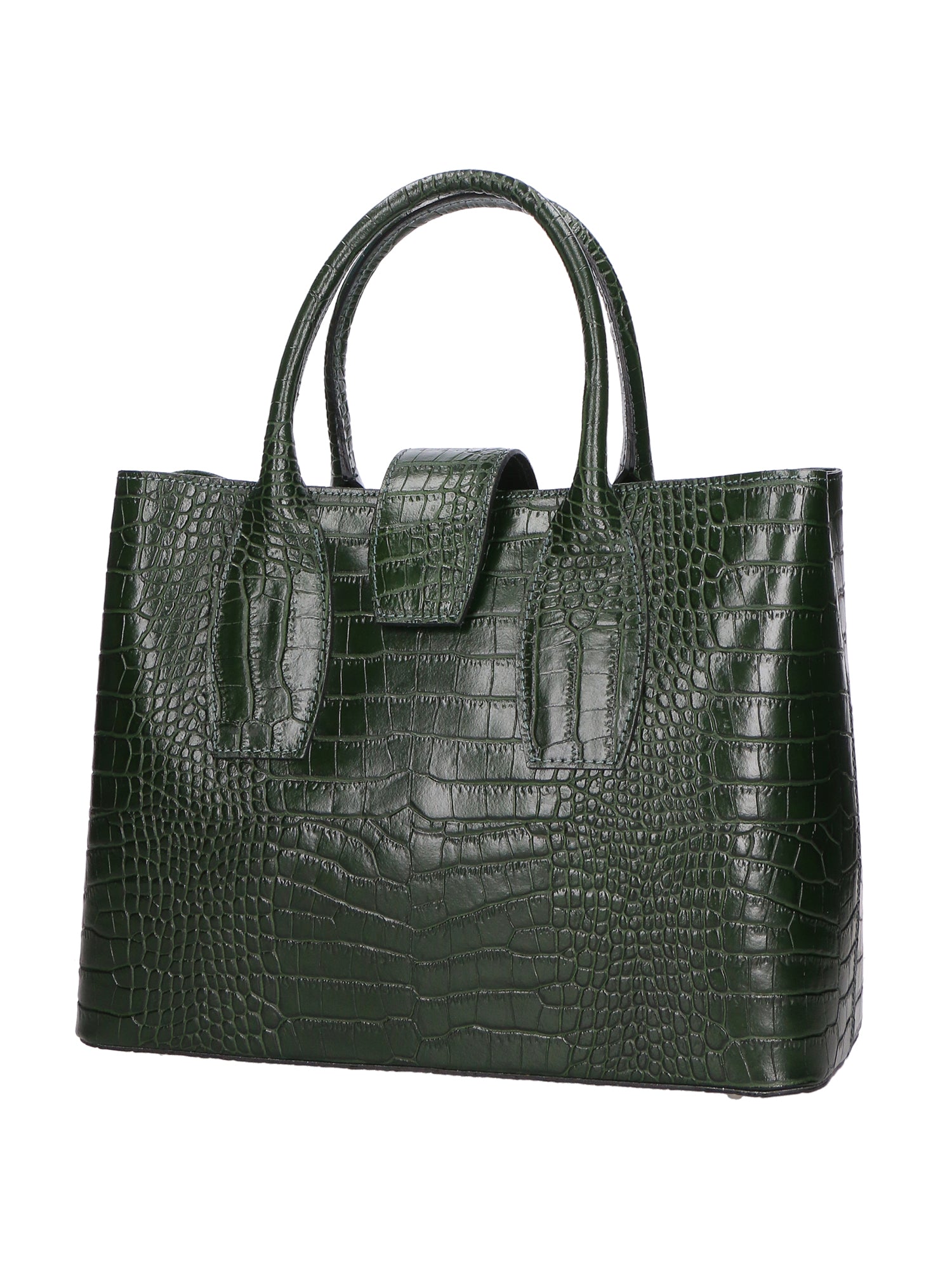 Letizia Borsa a mano da donna Pelle stampata croco 06542-VERDE SCURO Gave Lux