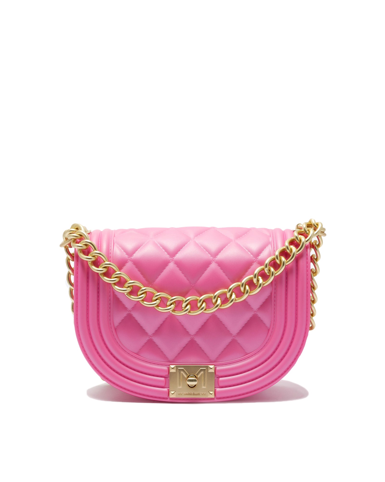 Borsa a mano da donna 100% PVC FLAT ZOE-AURORA PINK + OFF GOLD Marc Ellis